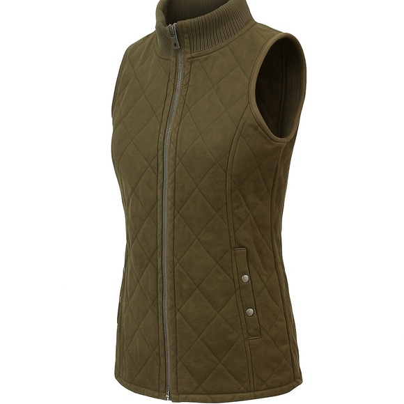Two Dog Island quilted zip vest – olive/army green, cotton shell, size S - Picture 8 of 10
